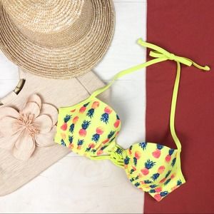 NWT Hollister Bikini Top Yellow With Pineapples